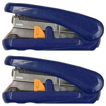 PLUS 普樂士 艷彩双排平針訂書機 ST-010XH 7段裝訂深度調節 100枚大容量 節省30%文件堆疊高度  藍色  2個