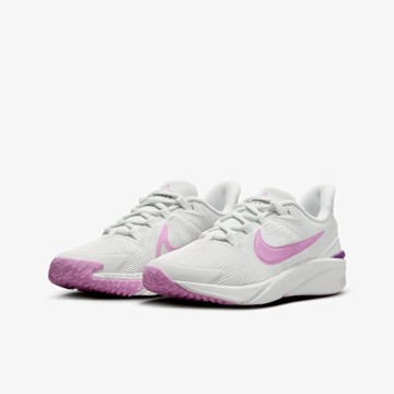 NIKE 慢跑鞋 女鞋 大童 運動鞋 緩震 STAR RUNNER 4 NN GS 白粉紫 DX7615-103