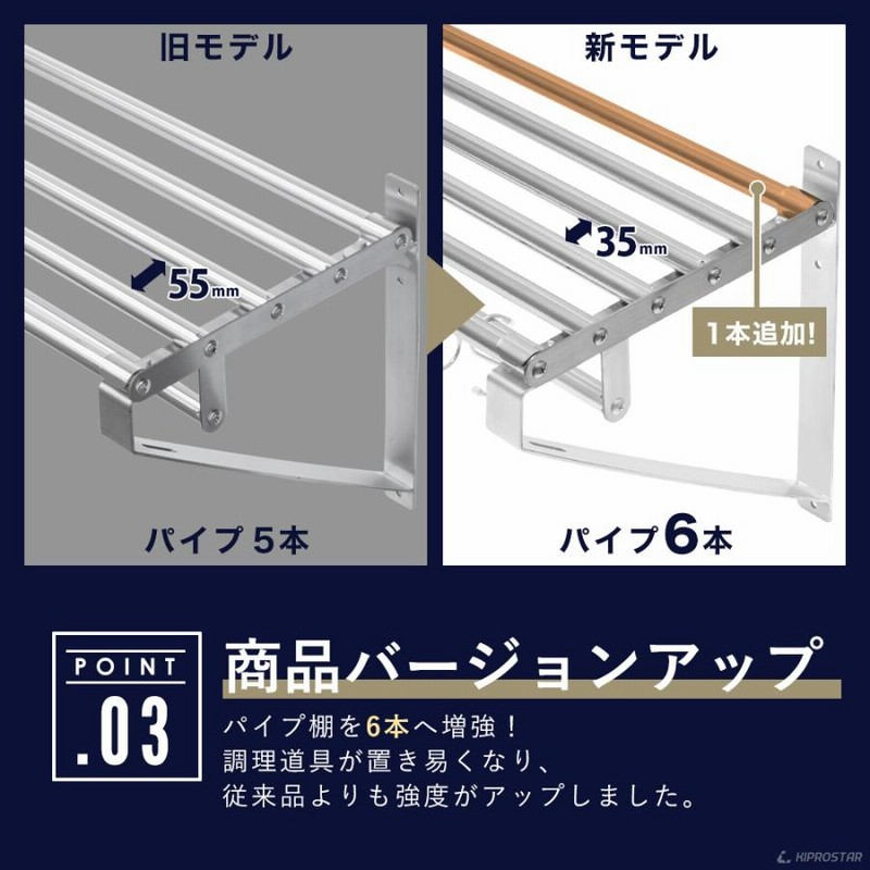 業務用 水切棚 パイプ棚 壁 収納棚 ステンレス 幅1200mm PRO-WSP120