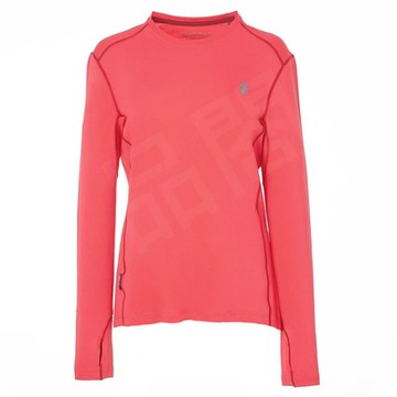 WILDLAND荒野-女超彈茶碳抗菌圓領功能衣蜜桃紅