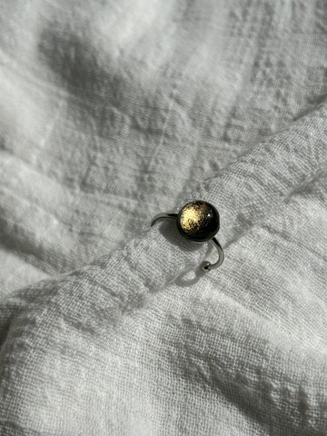 墨綠金箔  森林祕語  不銹鋼戒圍 可調節開口戒