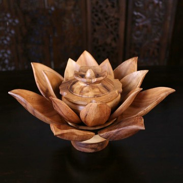 レトロ懷舊- 可拆解木雕蓮花擺件 工藝品客廳擺設十天預購+現貨
