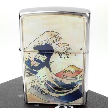 ZIPPO 日系~波富士圖案-天然貝殼加工打火機