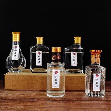 100ml晶白料小酒瓶分裝瓶玻璃瓶家用透明試喝二兩空瓶【10只瓶】