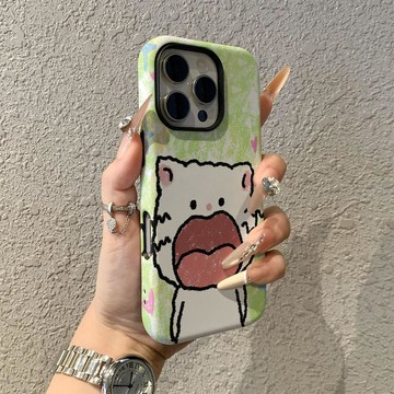 塗鴉小貓蘋果17promax手機殼iPhone16pro卡通菲林二合一保護套15pro女13可愛14新