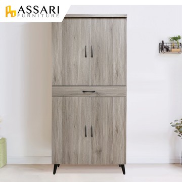 ASSARI-艾維斯木心板四門中抽2.7尺高鞋櫃(寬80x深37x高183cm)