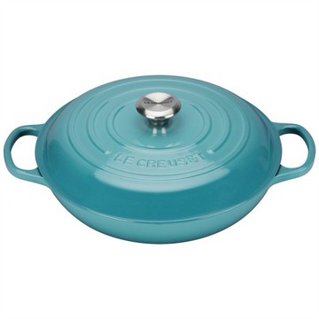 Le Creuset 法國系列廚具 鑄鐵淺底鍋【26cm】 加勒比海藍 (LC442)