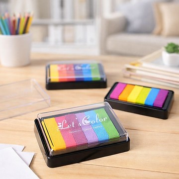 現貨《文具用品 C1B 】彩虹色印泥 指紋畫印泥 ♥ 彩色 圖章印泥 ♥ 兒童 美術用品 印泥 橡皮章 印泥