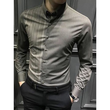 秋季帥氣長袖襯衫男韓版2025新款男士休閑襯衣加絨潮流男裝商務