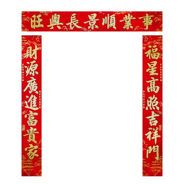 3入絨布門聯 春滿乾坤山水/金馬獻瑞