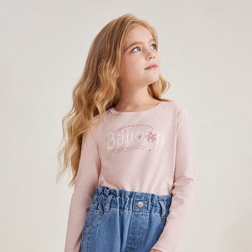 GIORDANO  童裝粉嫩長袖上衣 - 01 橡皮粉紅