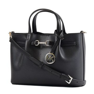 MICHAEL KORS Carson 鵝卵石紋手提/斜背二用包-黑色/小