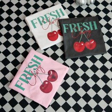 OB嚴選中大尺碼-純棉甜美櫻桃印花寬鬆短袖上衣《AB20607》