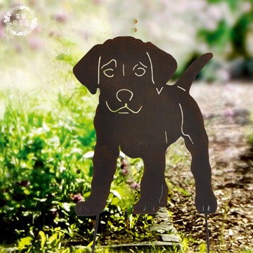 園藝裝飾品鐵片地插狗小道具花園花插庭院民宿裝飾品雜貨小花園