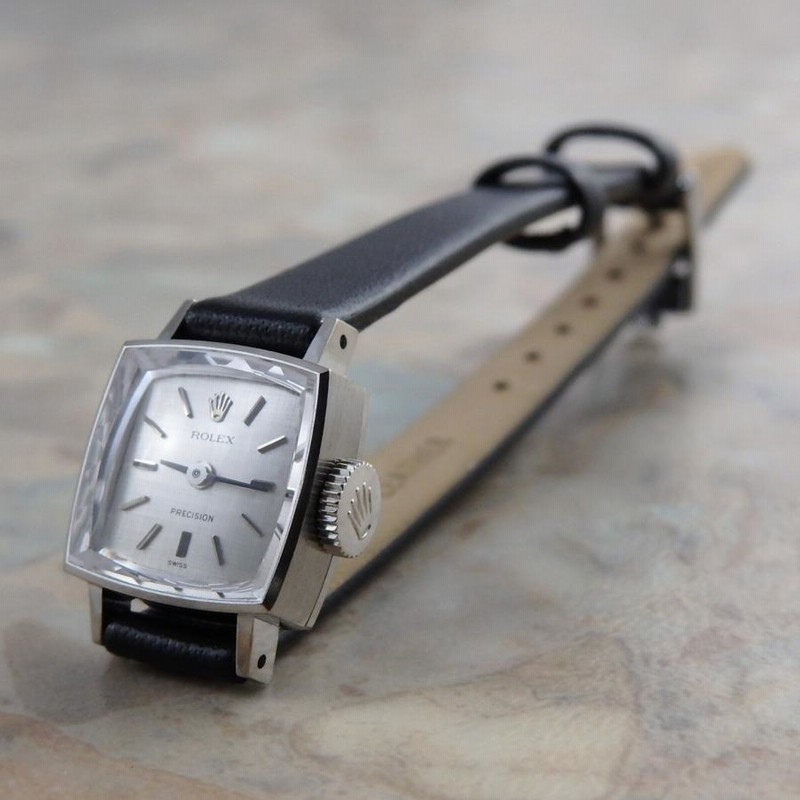超希少 ロレックス ROLEX アンティーク スクエア ゴールド 稼働品 手巻き ROLEX レディース アンティーク 18KWG ホワイトゴールド 金無垢