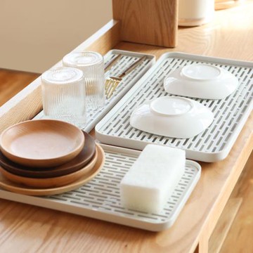 杯子瀝水盤 茶盤家用客廳長方形托盤 雙層塑料水杯茶杯置物架