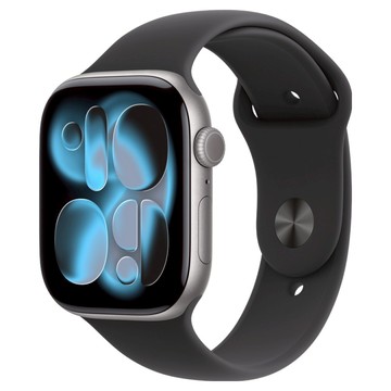 Apple 2025 Apple Watch S11 太空灰色鋁金屬 + S/M黑色運動型錶帶  46mm  太空灰色 + 黑色  GPS