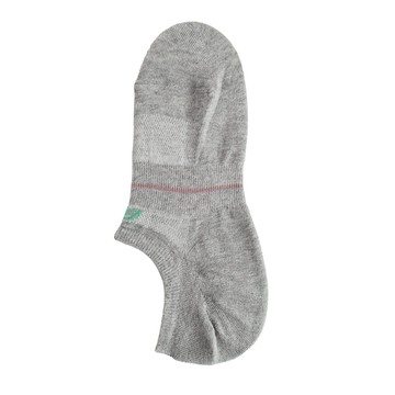 涼感優纖純棉足弓加強隱形襪 - LL條麻灰