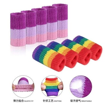 ⚡免運臺灣有貨⚡彩虹針織手指指套關節套防摩擦指頭加厚耐磨保護套運動護指套⚡可開票