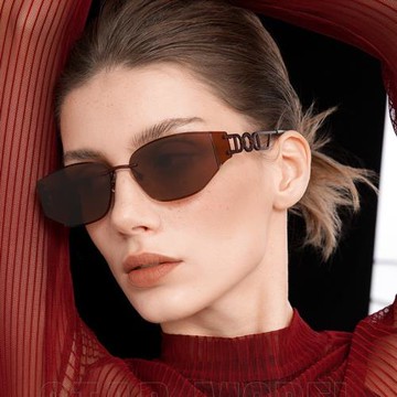 無框貓眼墨鏡新款時尚金屬高級感開車遮陽防紫外線尼龍太陽鏡7313