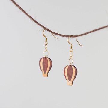 熱氣球 木質耳飾 | 耳勾/耳夾