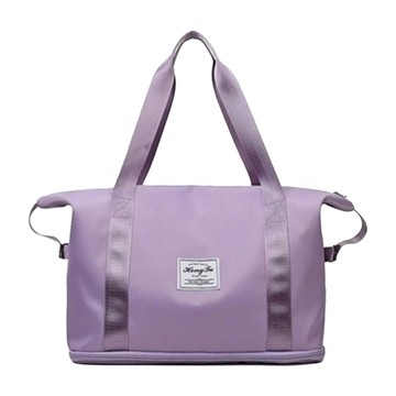 Hong Fu 可擴充旅行袋，42 x 30 x 22cm，休閒健身旅行包，薰衣草紫