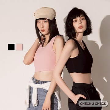 HUE-夏季舒棉針織BRA TOP(附墊) 短版上衣 短版背心 完美胸型 美胸背心【CB00-050002】