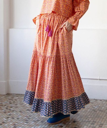 【熱門預購】復古花卉層次長裙 (2色) IAC-5337