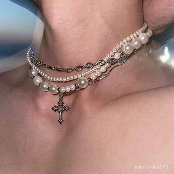 ♡ 𝑪𝒉𝒊𝒄 𝒖 ♡VERB原創設計 「無序的」珍珠鈦鋼項鏈重工多層choker