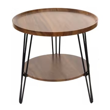 FAmILyLIFE 生活 木冶山居 Carmel鍛鑄雙層圓形茶几 WO-014 60cm 6.1kg  胡桃木