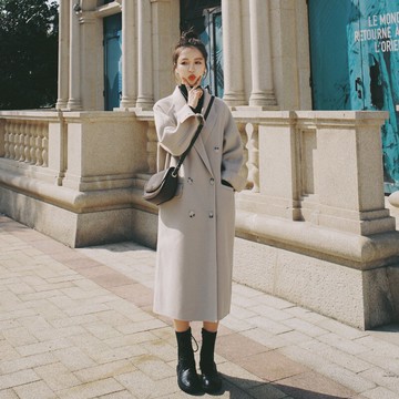 現貨+預購 毛呢外套長款大衣-簡約純色繭型寬鬆女外套2色73zq2【獨家進口】【米蘭精品】