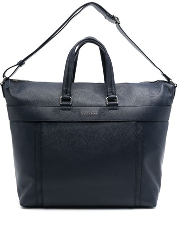 Orciani - logo-lettering tote bag - men - Calf Leather - One Size - Blue