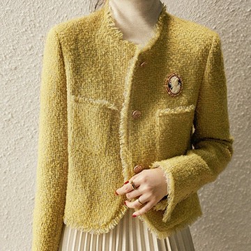 【巴黎精品】現貨+預購 頂級法式毛呢外套大衣OL西裝小香風外套寬鬆秋冬大碼休閒女裝-羊毛粗花款呢a1lk2