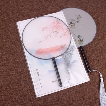 團扇半透明絲質圓扇漢服古裝舞蹈扇女工藝扇中國風古典故宮廷扇子