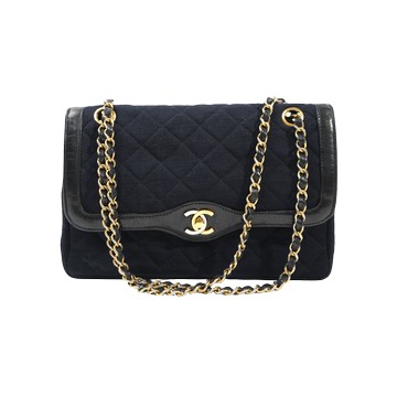 CHANEL VINTAGE 巴黎限定黛妃雙色金屬鍊條包口袋包