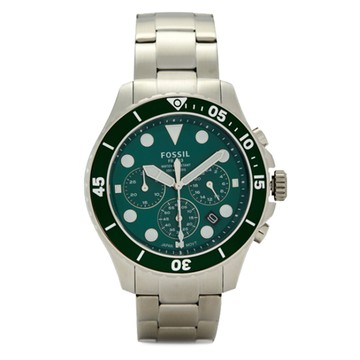 【FOSSIL】 三眼計時綠鏡潛水男腕錶 FS5726