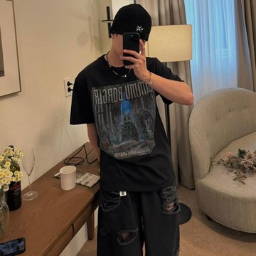 Chemistry_Boys - 韓國 MTE375 BY ATTENTION DIMMU BORGIR 樂團 破壞 短T (黑色)