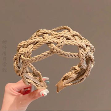 🔥2件9折🍊臺北出貨🍊可開發票棕卡其藤編髮箍海邊度假風發飾2026夏季新款壓發發卡氣質頭箍頭飾