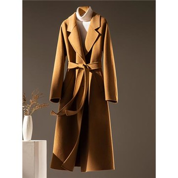 經典801重磅高檔拱針100%山羊絨大衣女中長款雙面呢秋冬毛呢外套