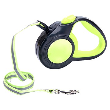 DIIL 反光自動牽引繩 適用於10kg以下的寵物 3m尼龍繩帶  綠色  S  1個