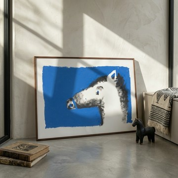 LIGHTO 掛畫｜徐鵬雄｜馬看左邊 Horse Looking Left - 柚木色鋁框-50 x 70 cm