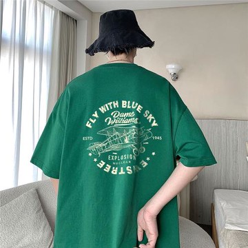 短袖男夏季薄款寬松五分袖t恤簡約潮流半截袖體恤青少年男款半袖