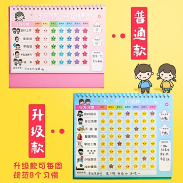 臺歷式兒童成長自律打卡表獎勵貼紙積分記錄好習慣行為養成學習計劃小學生孩子臺歷家用作息時間獎罰表現墻貼