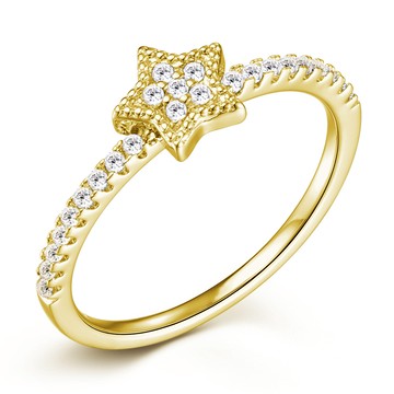 純銀戒指．小星星．尾戒．金色