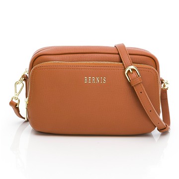 斜側背 十字紋系列 雙層拉鍊側背包 柚木黃