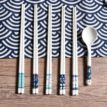 陶瓷筷勺復古家用餐具釉中彩創意耐高溫ins好看好用勺子骨瓷筷子