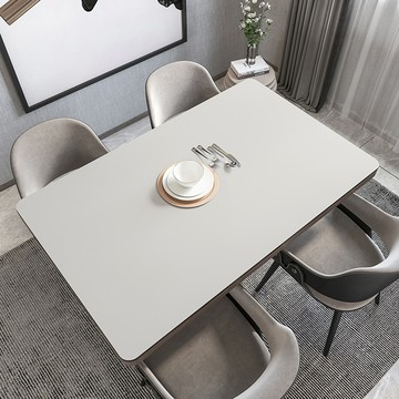 【三房兩廳】加厚止滑皮革防油防水素色桌墊 茶香白 80x140cm