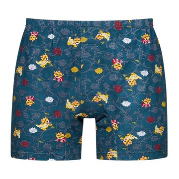 DADADO-繁花躍獅 M-3L印花四角男內褲(深綠) 天然絲光棉-吸濕排汗-GHQ301GR