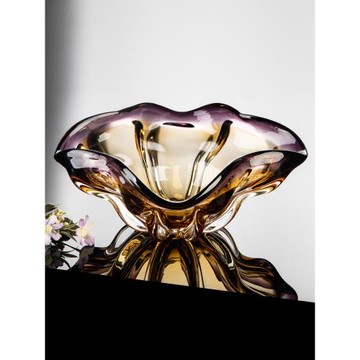 高端精致大號水果盤家用客廳藝術感水晶玻璃果盆高級感輕奢零食盤