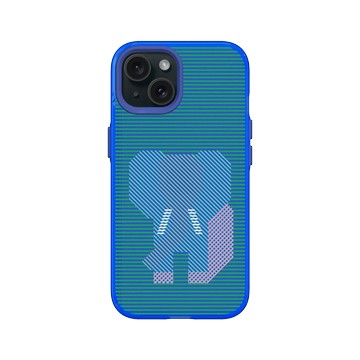 iPhone 15 Clear 激光藍 - The Wildlife Collection 動物野境系列 - 亞洲象 - 線條版